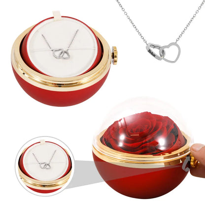 Personalized Necklace With Engraving And Real Rose