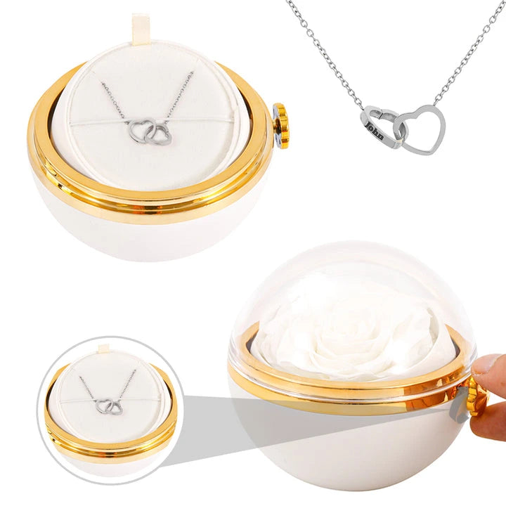 Personalized Necklace With Engraving And Real Rose